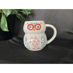 Natural Life Owl Painted Ceramic Coffee Mug Boho Owl Colorful